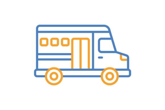 A Designer's Take on the School Bus Blue & Orange Line Icon