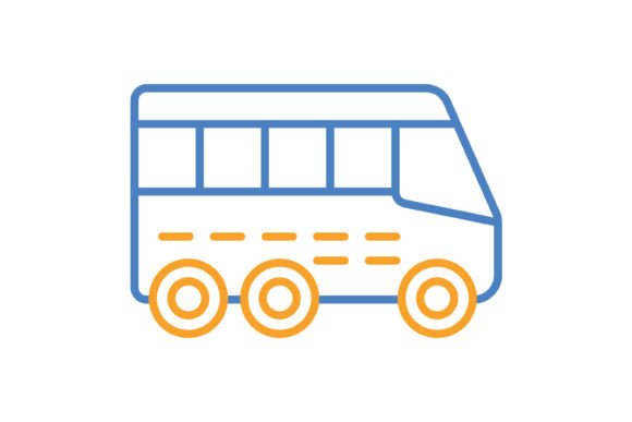 Bus Blue & Orange Line Icon: A Dynamic Design Asset for Modern Projects