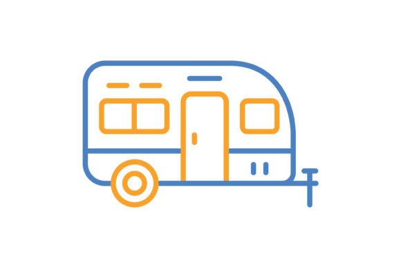 Caravan Blue & Orange Line Icon: A Practical Design Asset