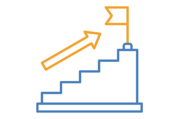 Goal Blue & Orange Line Icon: A Modern Asset for Digital and Print