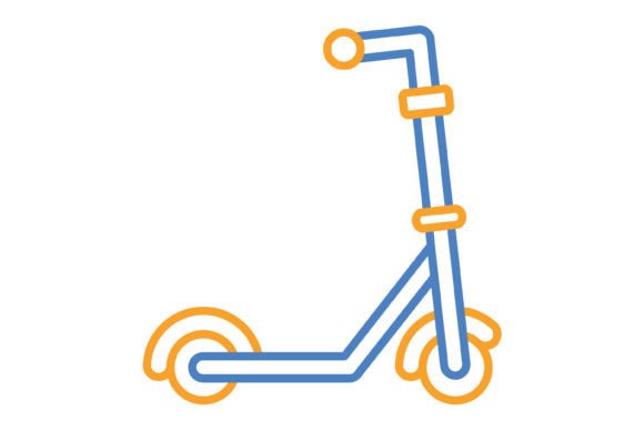 Kick Scooter Blue & Orange Line Icon: A Versatile Design Asset