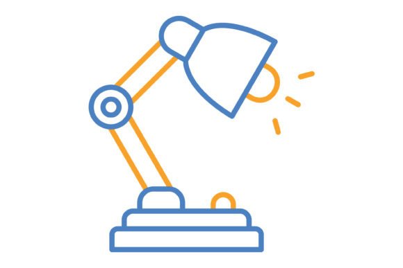 Lamp Blue & Orange Line Icon: A Versatile Design Asset