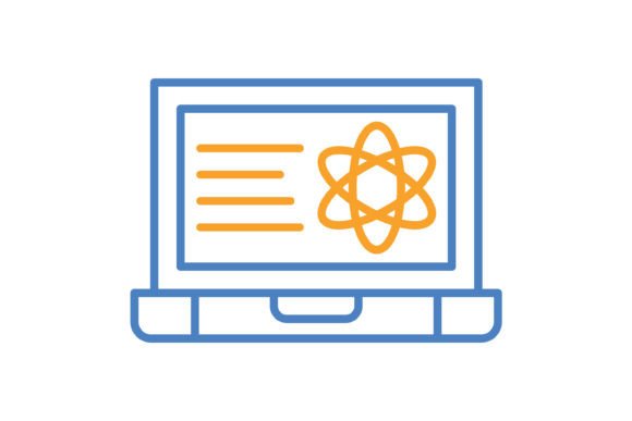 Laptop Blue & Orange Line Icon: A Practical Design Asset