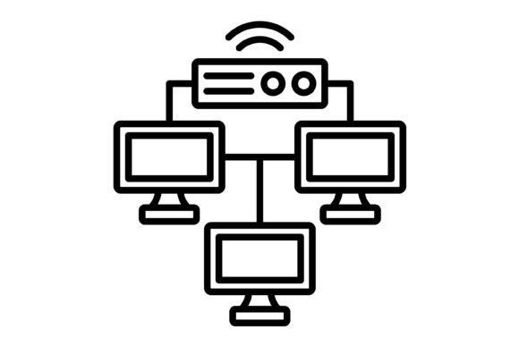 Local Network Outline Icon: A Modern Design Asset