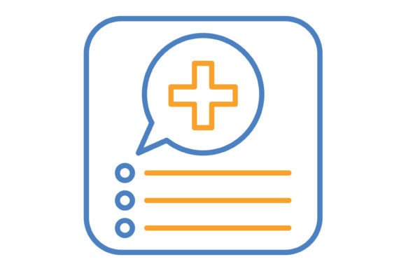 Medical App Blue & Orange Line Icon: A Practical Design Asset