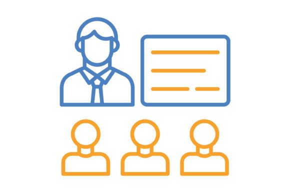 Modernizing Education Visuals: The Lecture Blue & Orange Line Icon