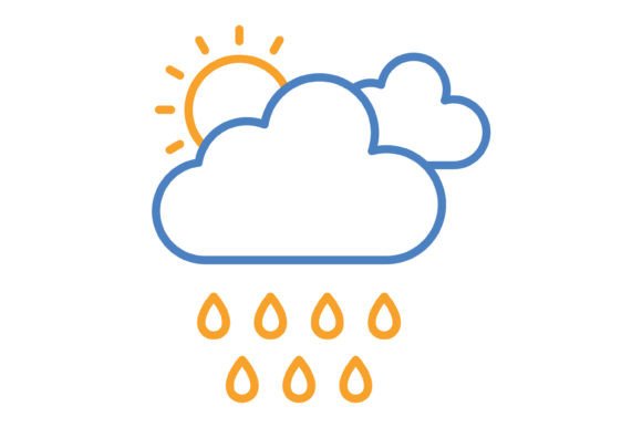 Rainy Day Blue & Orange Line Icon: Weathering Any Design Storm
