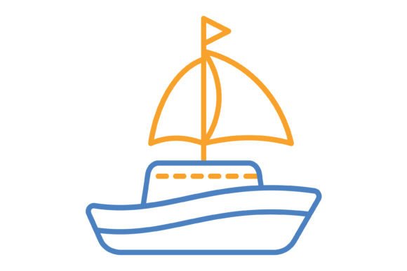 Sailboat Blue & Orange Line Icon: A Nautical Design Essential