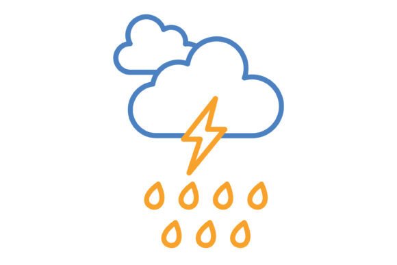 Thunderstorm Blue & Orange Line Icon: A Versatile Design Asset