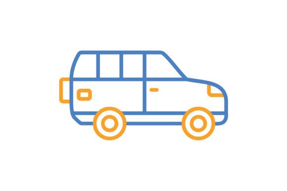 Wagon Car Blue & Orange Line Icon: A Designer's Go-To Asset