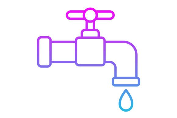 Water Tap Line Gradient Icon: A Modern Design Essential